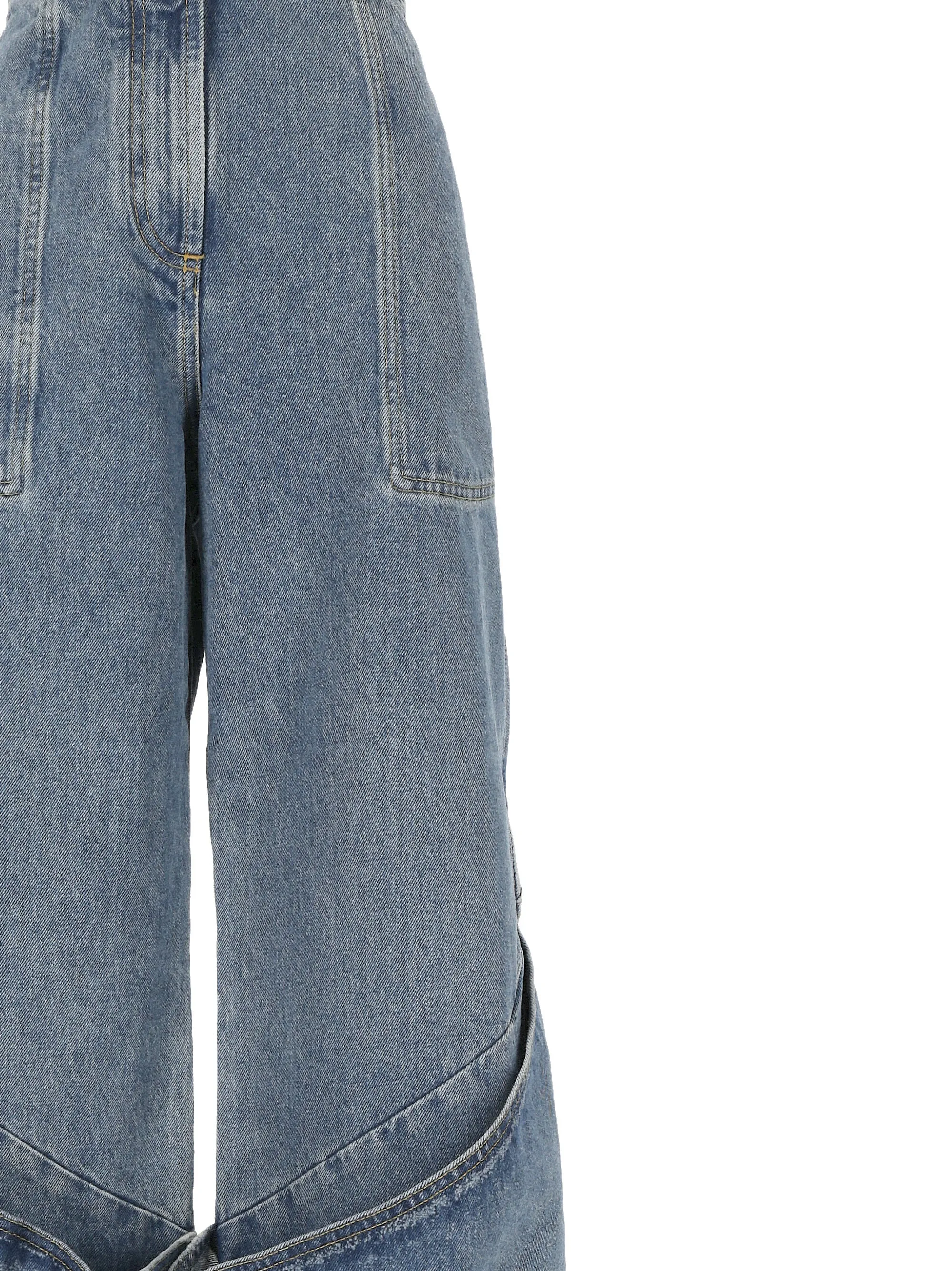 knee-detail wide-leg jeans