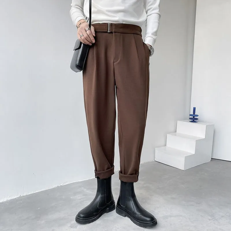 [Korean Style] Coffee/Black Cotton Suit Pants