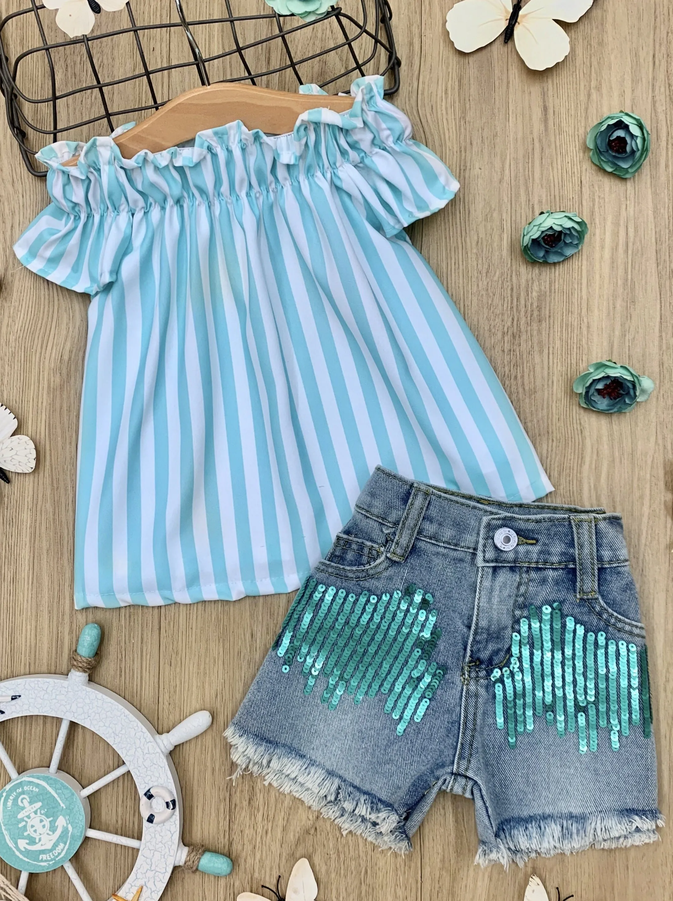 Love That Sparkle Denim Short Set