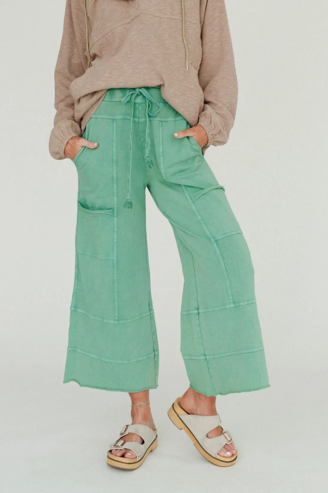 Lucky One Wide Leg Pant - Green