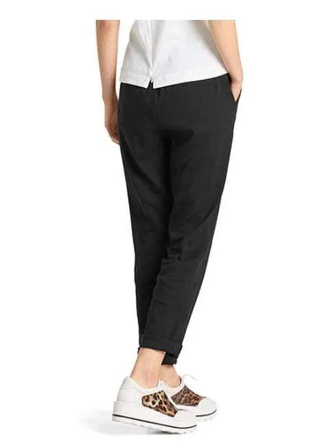 Marc Cain Collections Loose Trousers In Linen Blend Black LC 81.59 W47 900