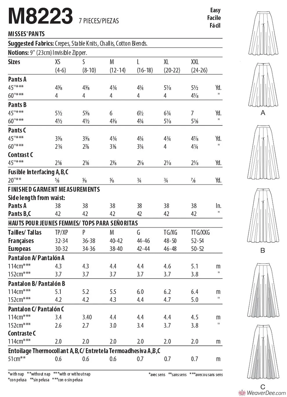 McCall's Pattern M8223 Misses' Trousers