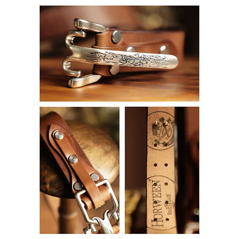 Men's Adventure Western Cavalry Leather Belt