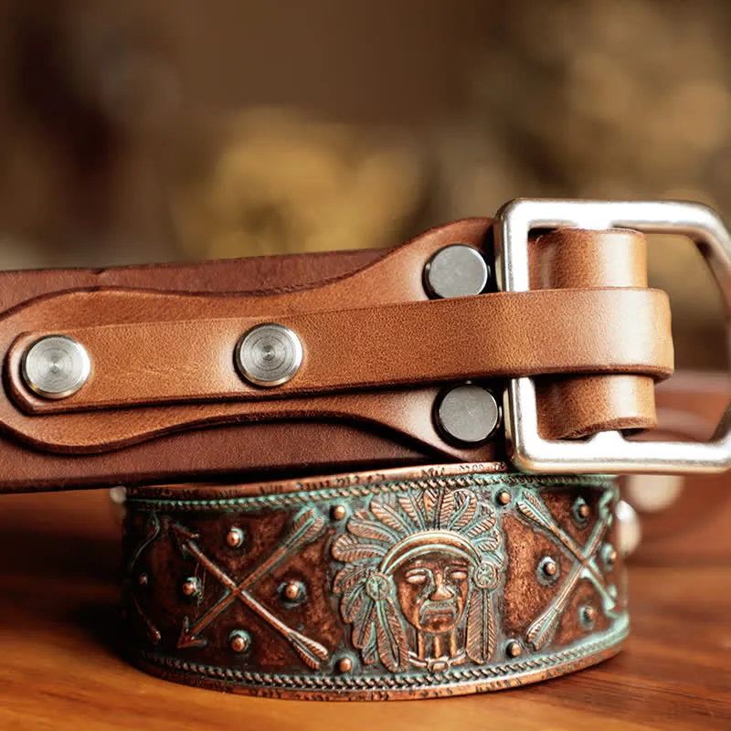 Men's Adventure Western Cavalry Leather Belt