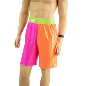 Mens Basketball Shorts in Neon Holo Colorblocking