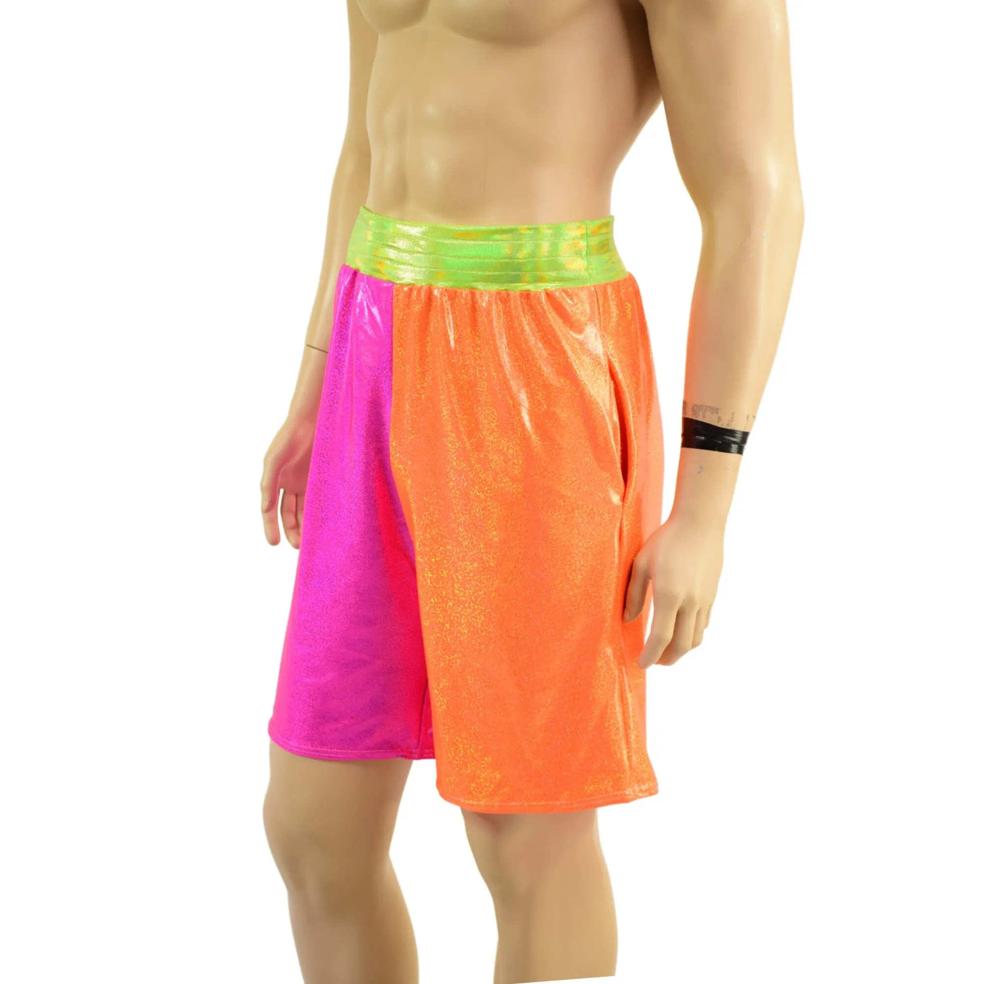 Mens Basketball Shorts in Neon Holo Colorblocking