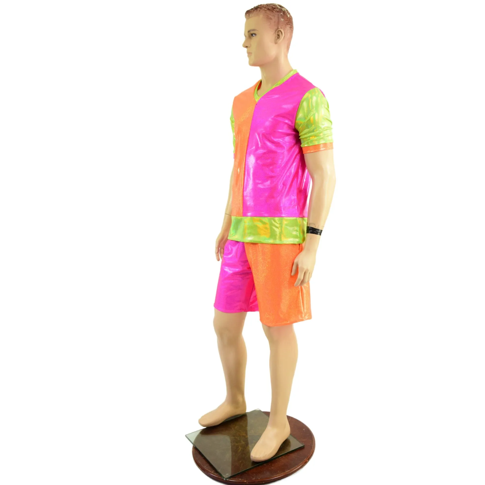 Mens Basketball Shorts in Neon Holo Colorblocking