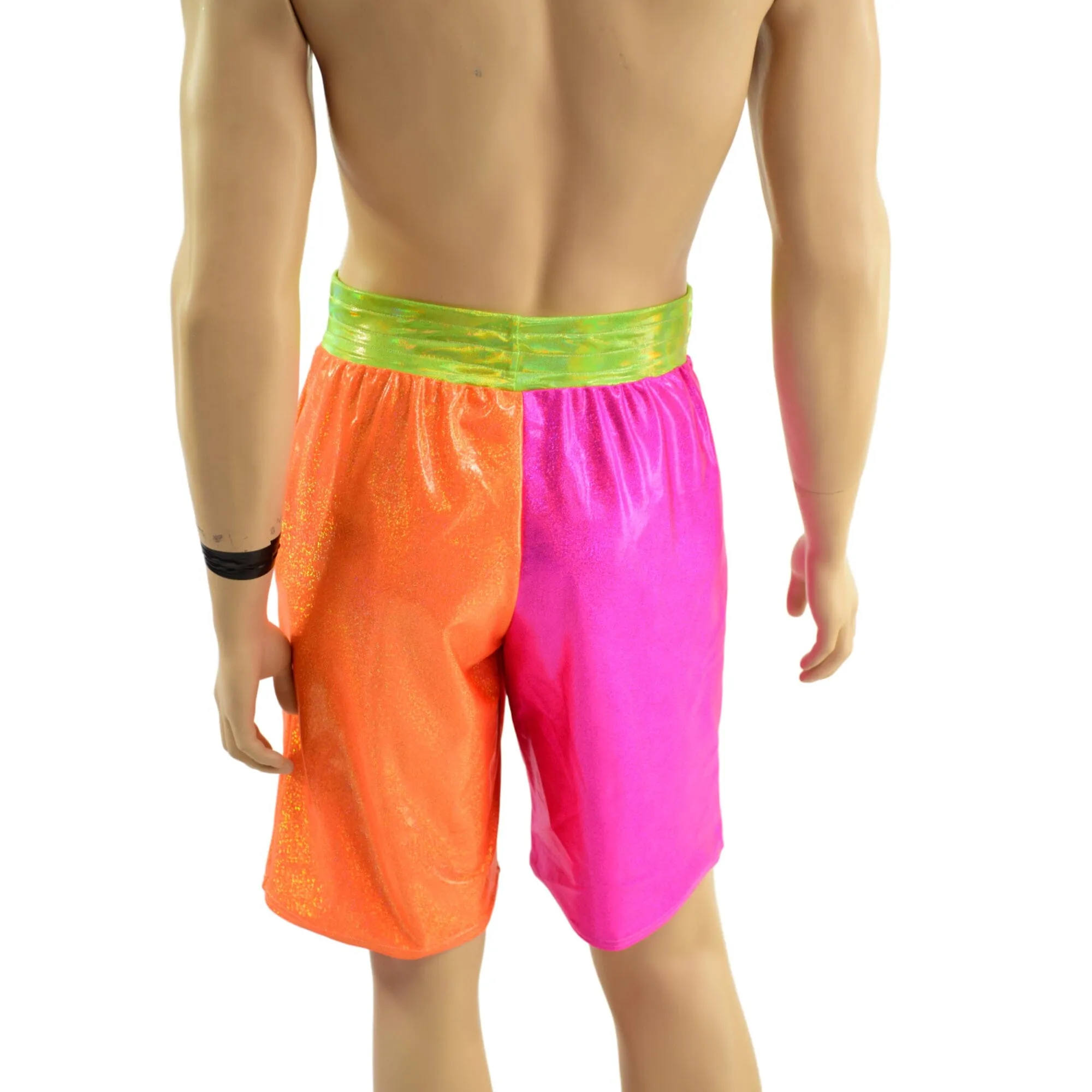 Mens Basketball Shorts in Neon Holo Colorblocking