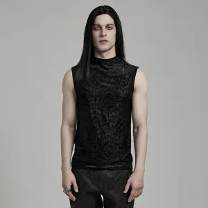 Men's Gothic Beaded Cross Flocking Tank Top