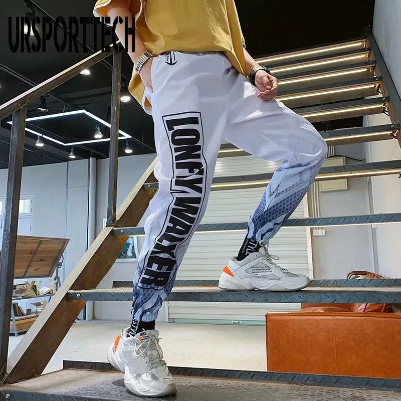 Men's Streetwear Hip hop Joggers Pants Loose Harem Pants Ankle Length Trousers Sport Casual Letter Print Sweatpants