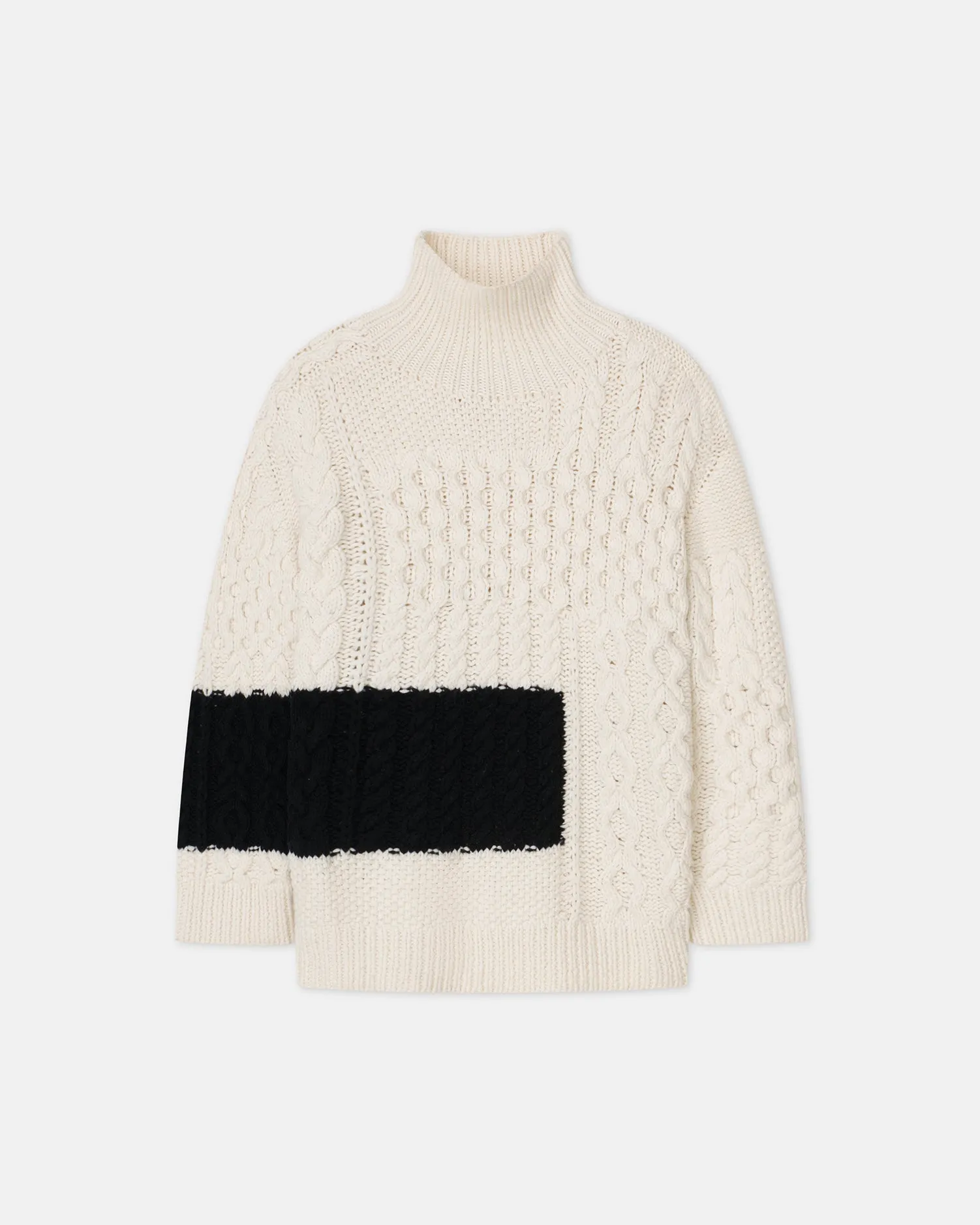 Merel - Sale Cable-Knit Sweater - Cream Black