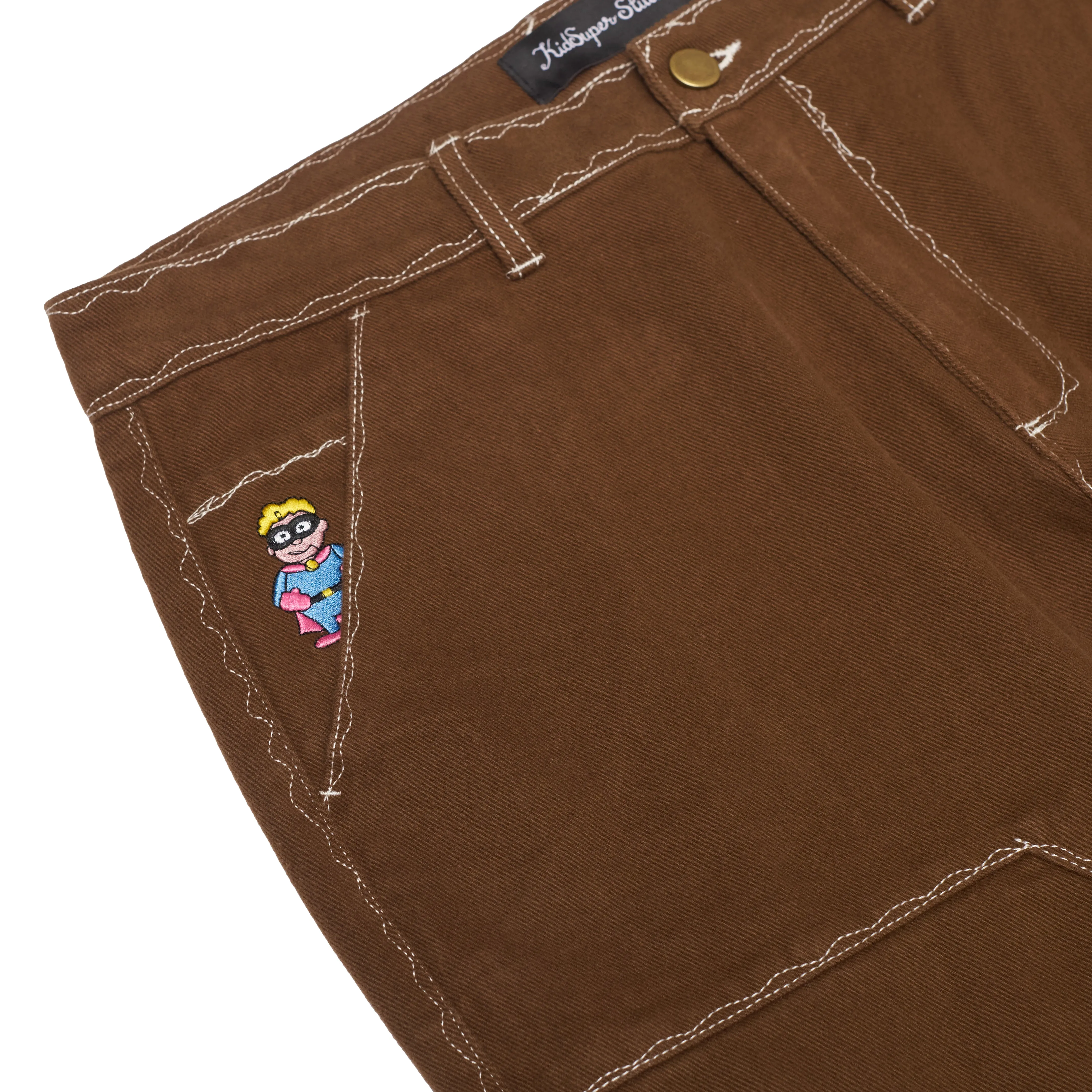 Messy stitched work pants [Brown]