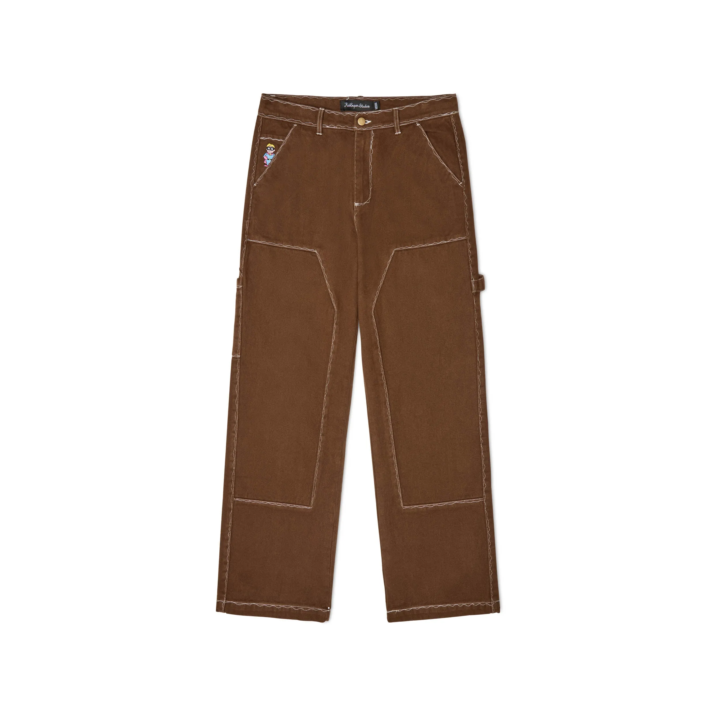 Messy stitched work pants [Brown]