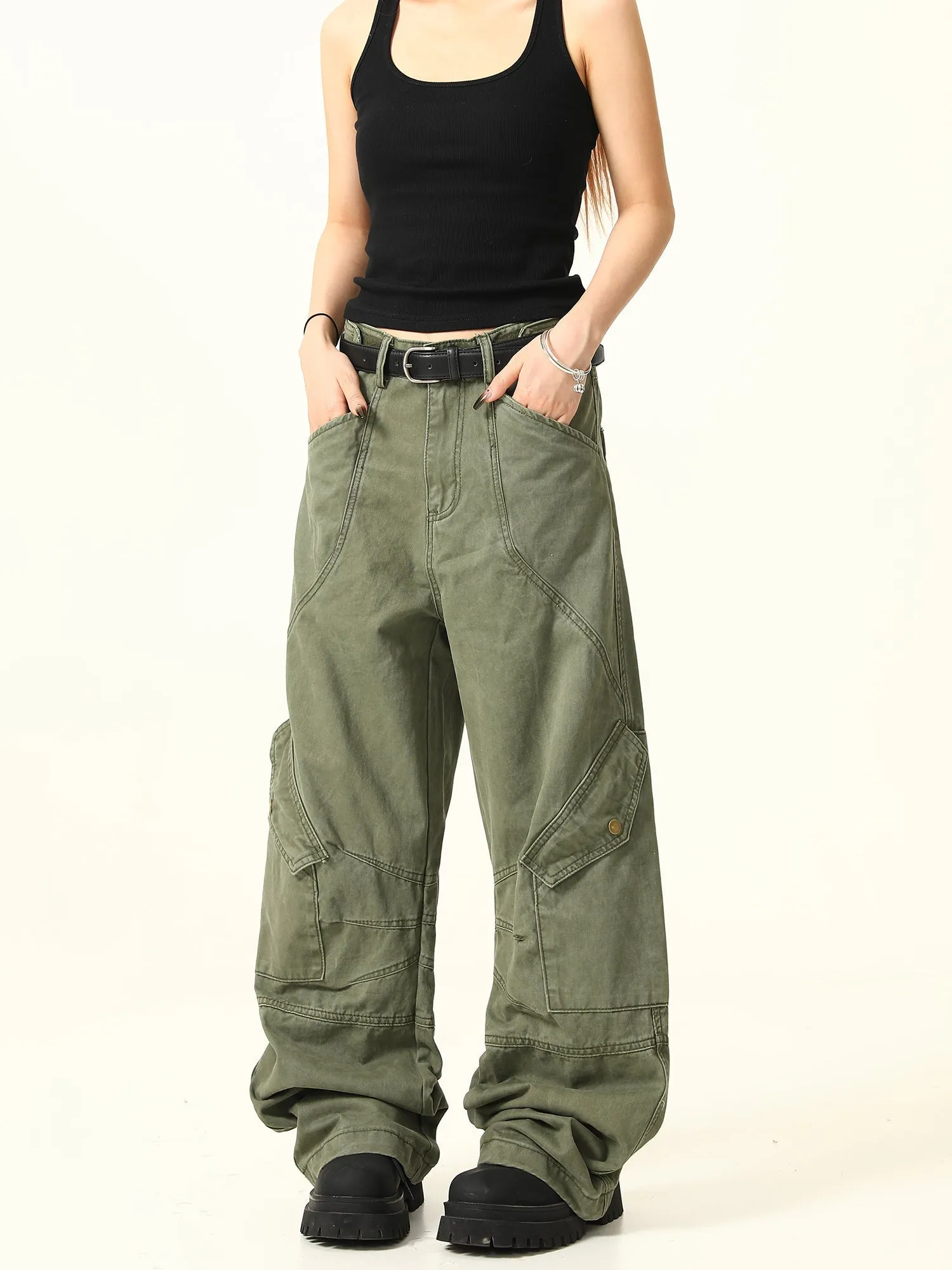 Military Cargo Wide Leg Pants