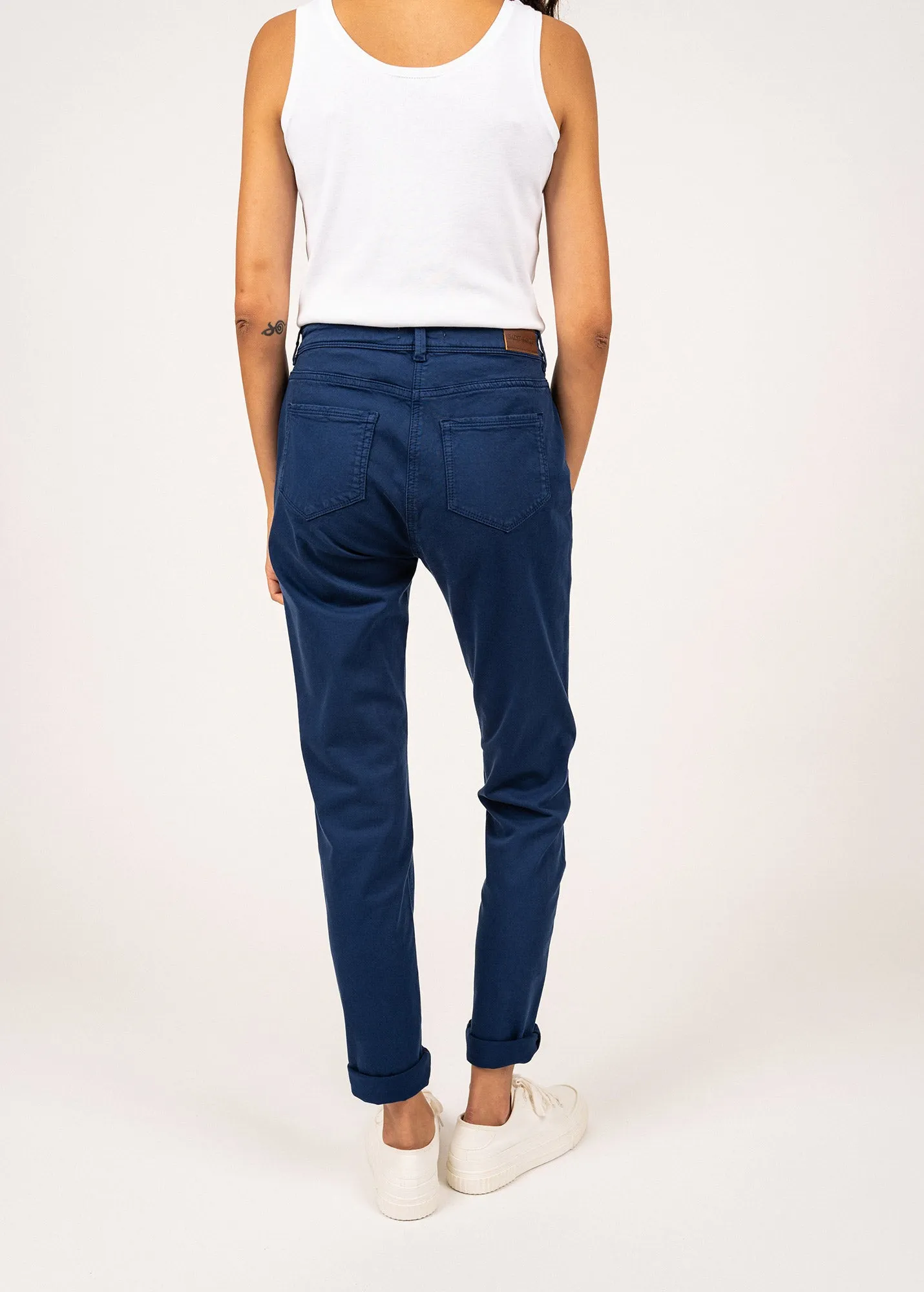 Mimosa high waist pants - slim fit, in stretch cotton (INDIGO)