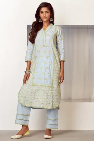 Mulmul Cotton Caprice Kurta With Caprice Pant