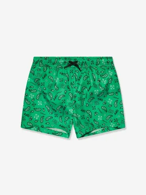 Off-White Boys Bandana Swim Shorts in Green