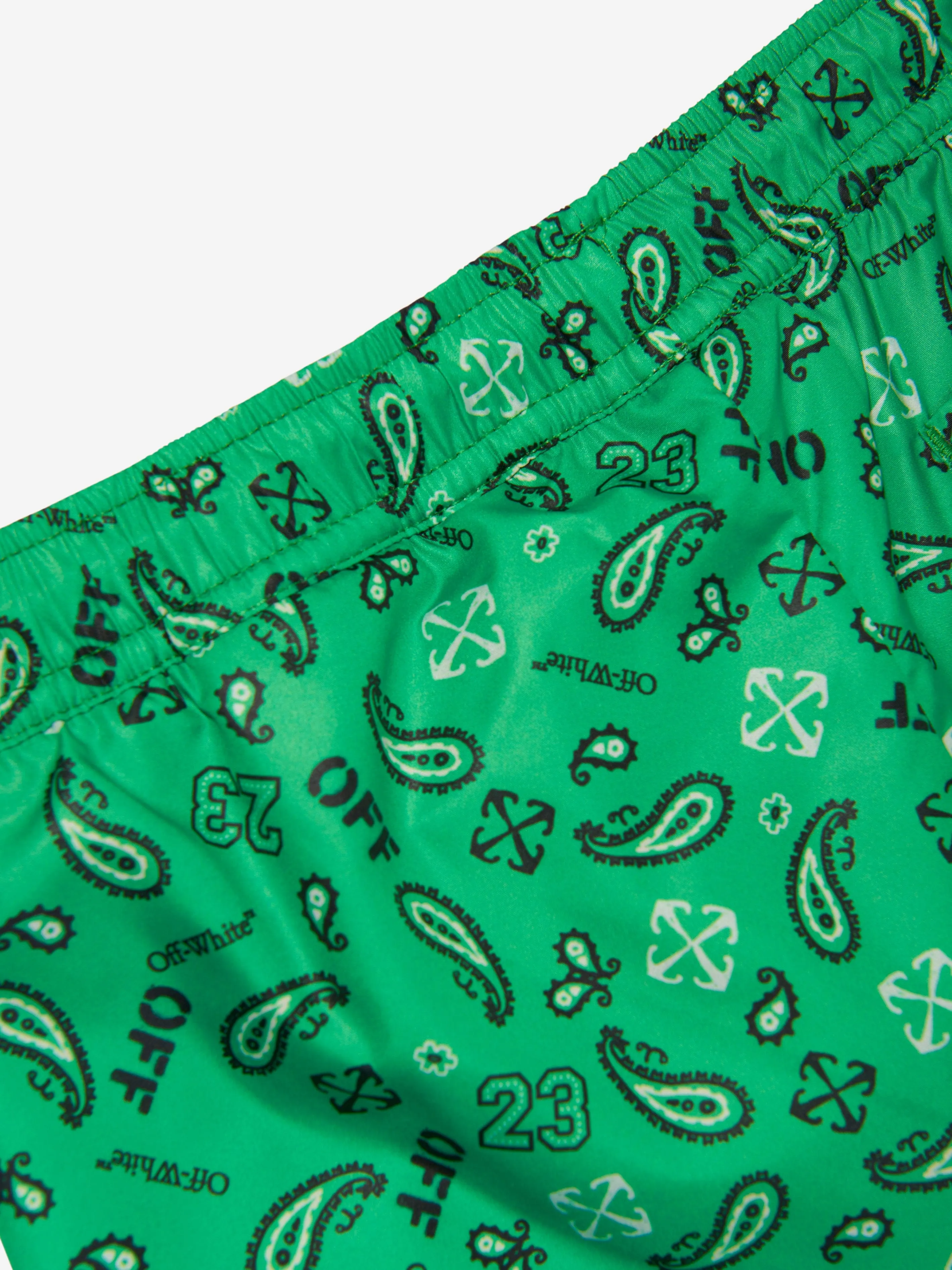 Off-White Boys Bandana Swim Shorts in Green