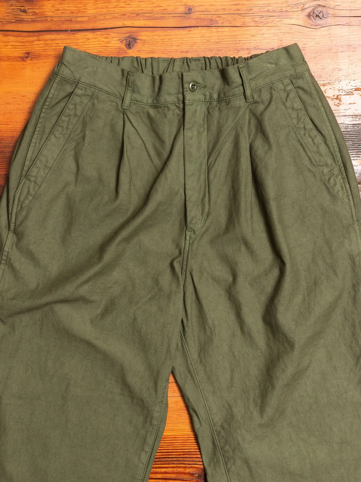 One-Tuck Wide Pants in Olive