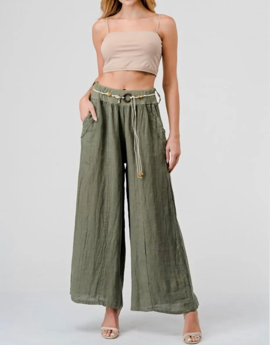 Palazzo style pants in 100% Italian Linen