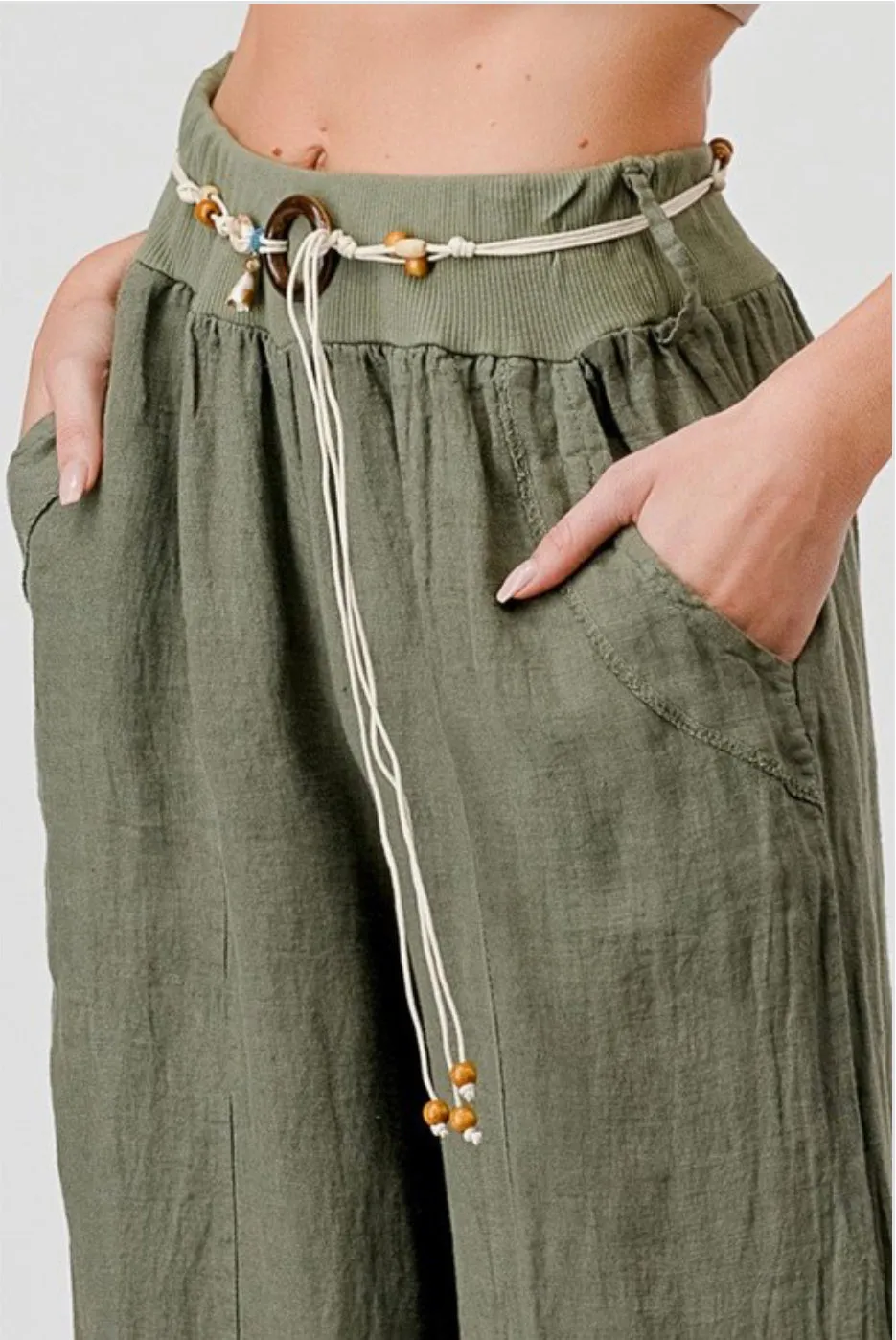 Palazzo style pants in 100% Italian Linen