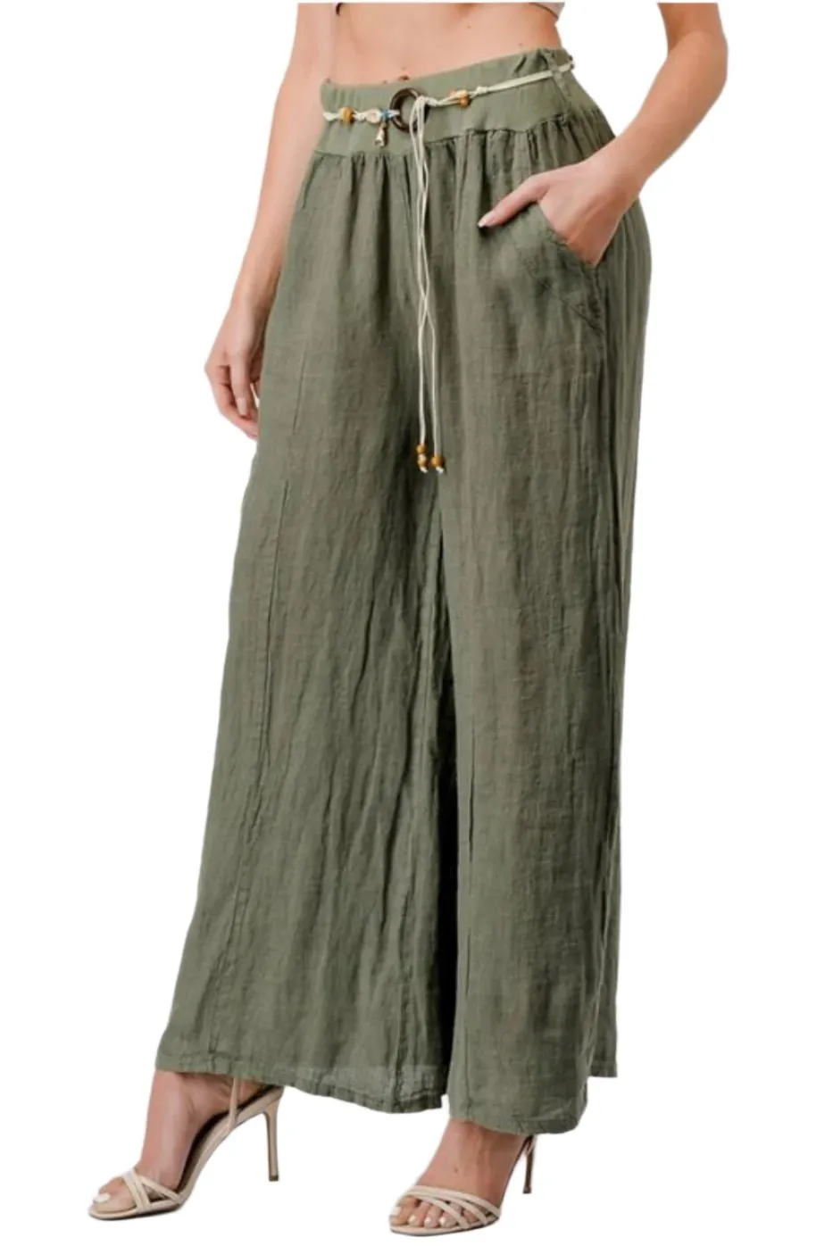 Palazzo style pants in 100% Italian Linen