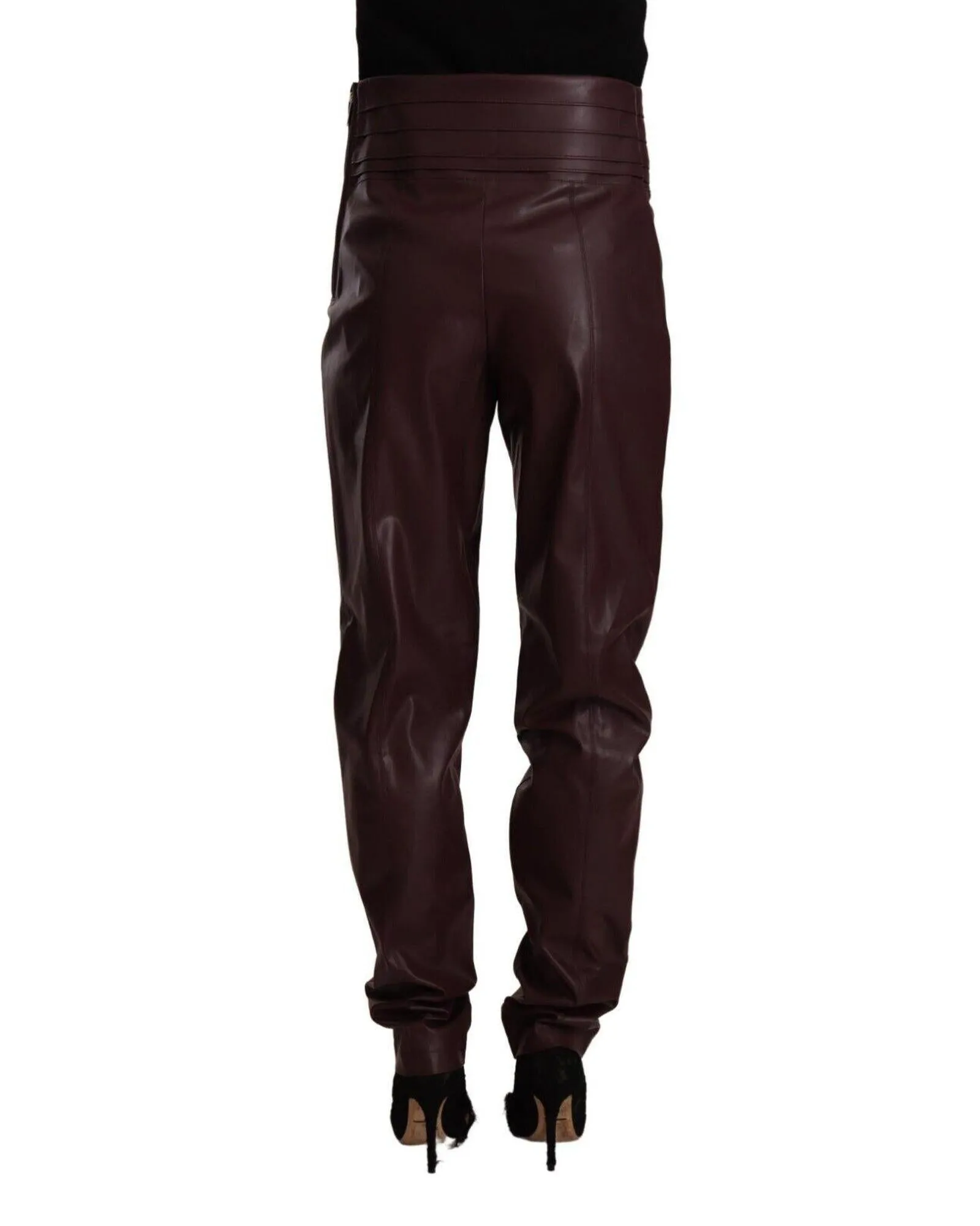 Patrizia Pepe Women's Burgundy Leather Pants