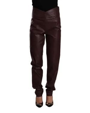 Patrizia Pepe Women's Burgundy Leather Pants