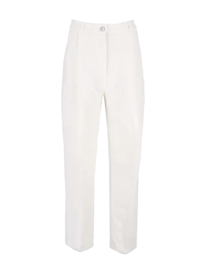 pleat-detail high-waisted denim trousers