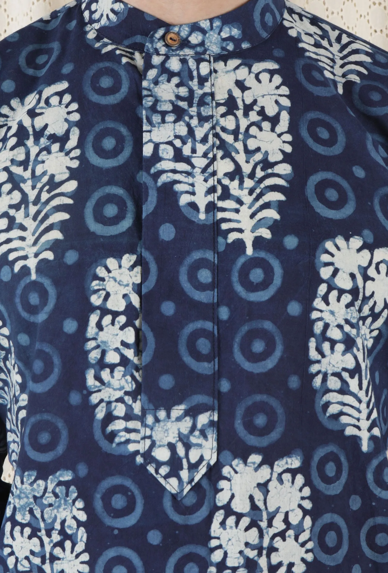 Pushkar Cotton Indigo Long Kurta