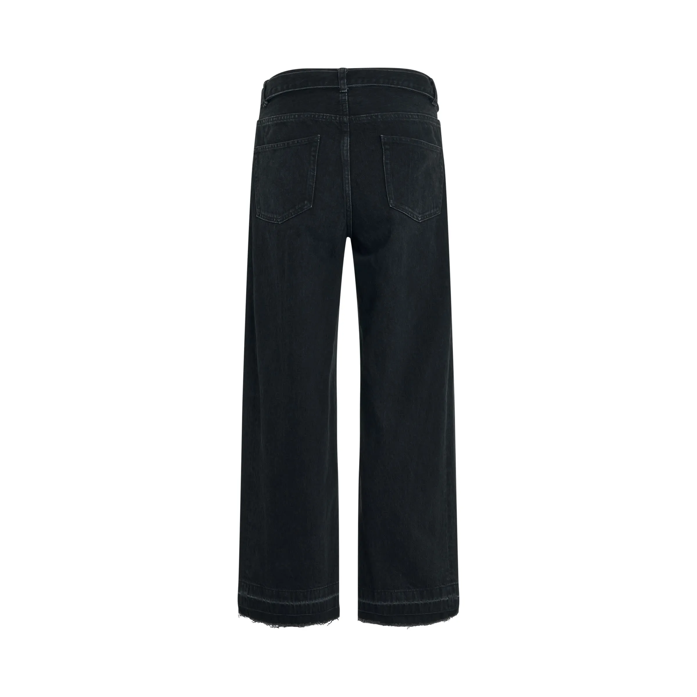 Raw Hem Denim Pants in Black