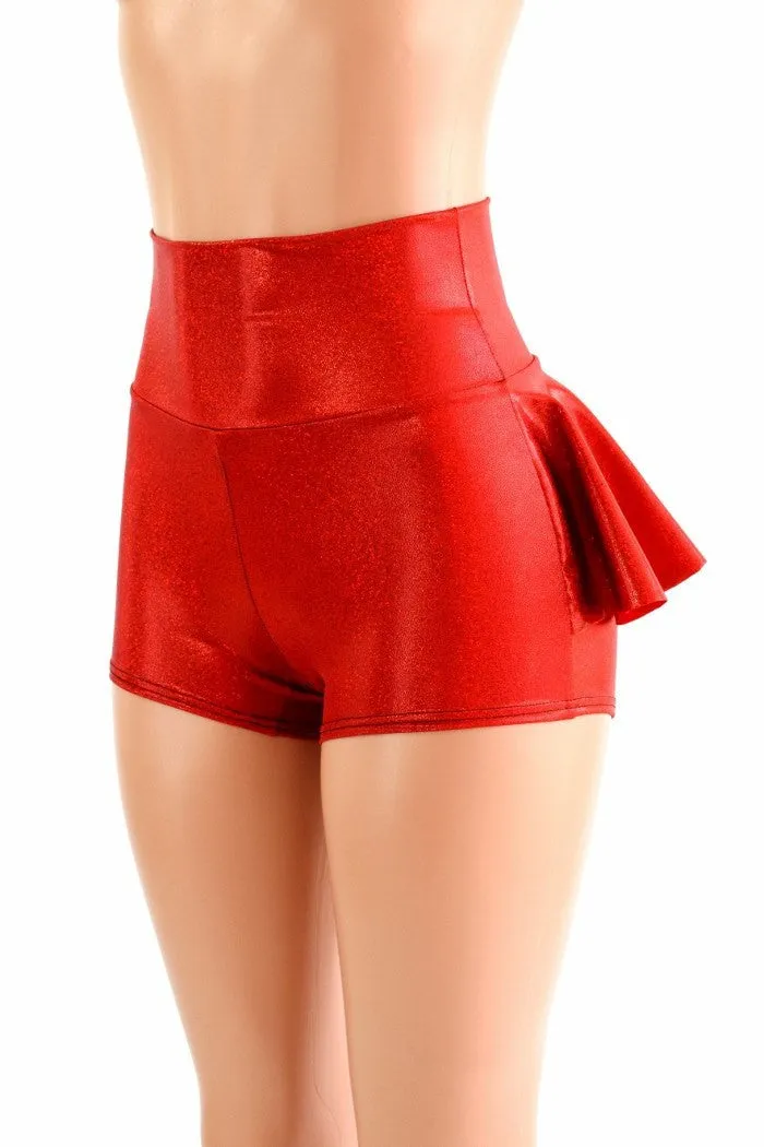 Ready to Ship Red Sparkly Jewel Ruffle Rump Shorts Large