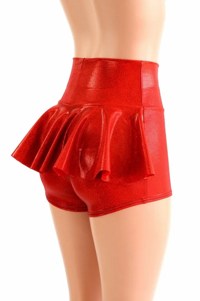 Ready to Ship Red Sparkly Jewel Ruffle Rump Shorts Large