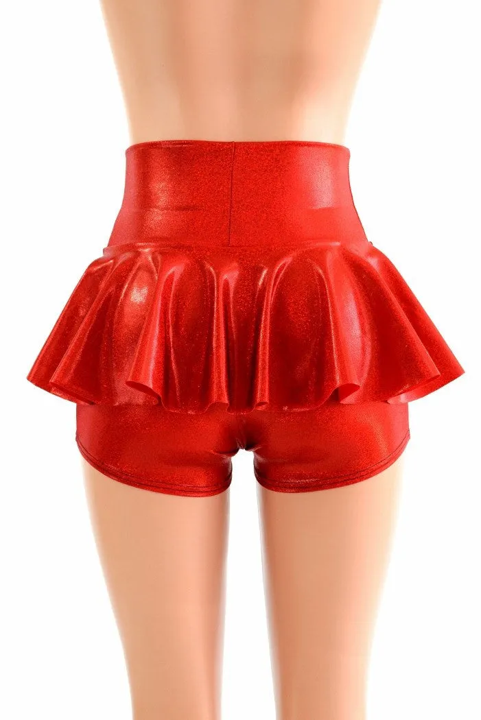 Ready to Ship Red Sparkly Jewel Ruffle Rump Shorts Large