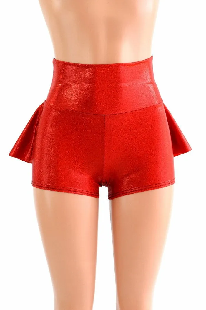 Red Sparkly Jewel Ruffle Rump Shorts