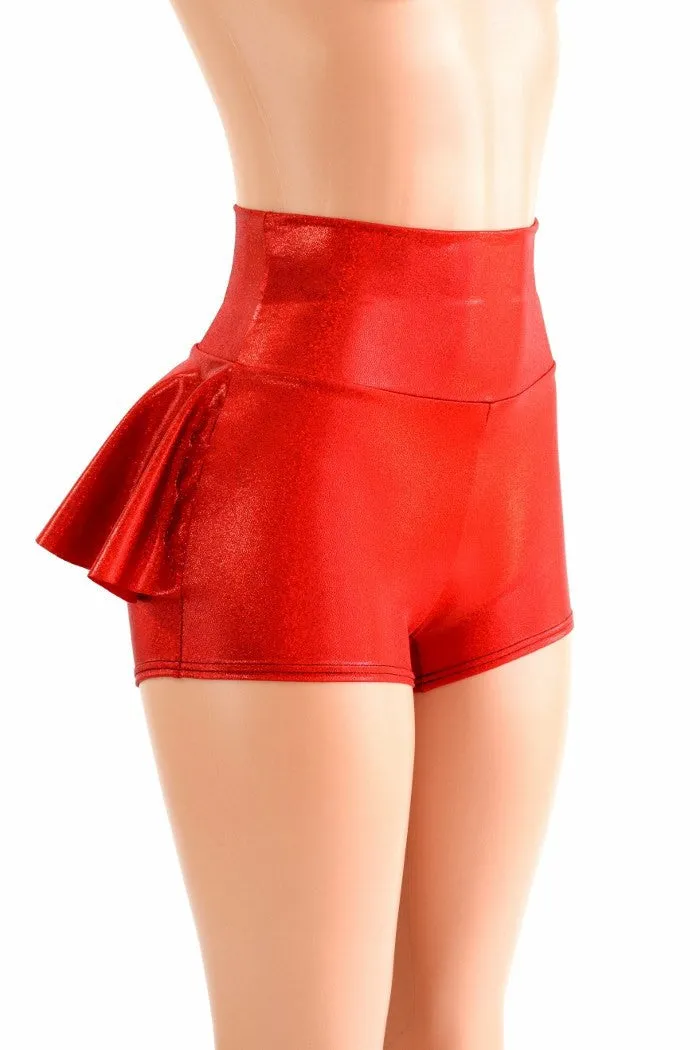 Red Sparkly Jewel Ruffle Rump Shorts