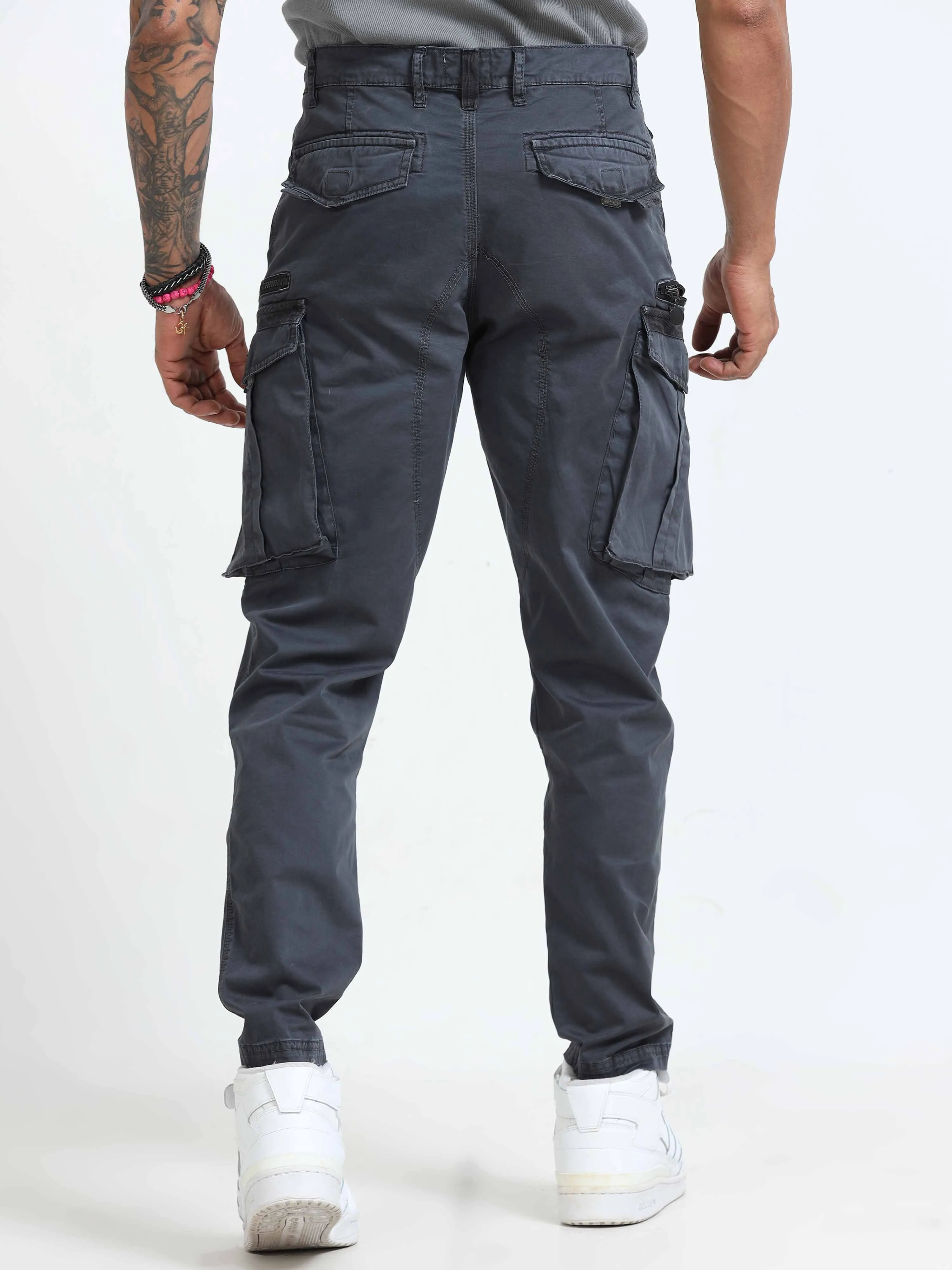 Rugged Zip Cargo Pants In Ash Blue