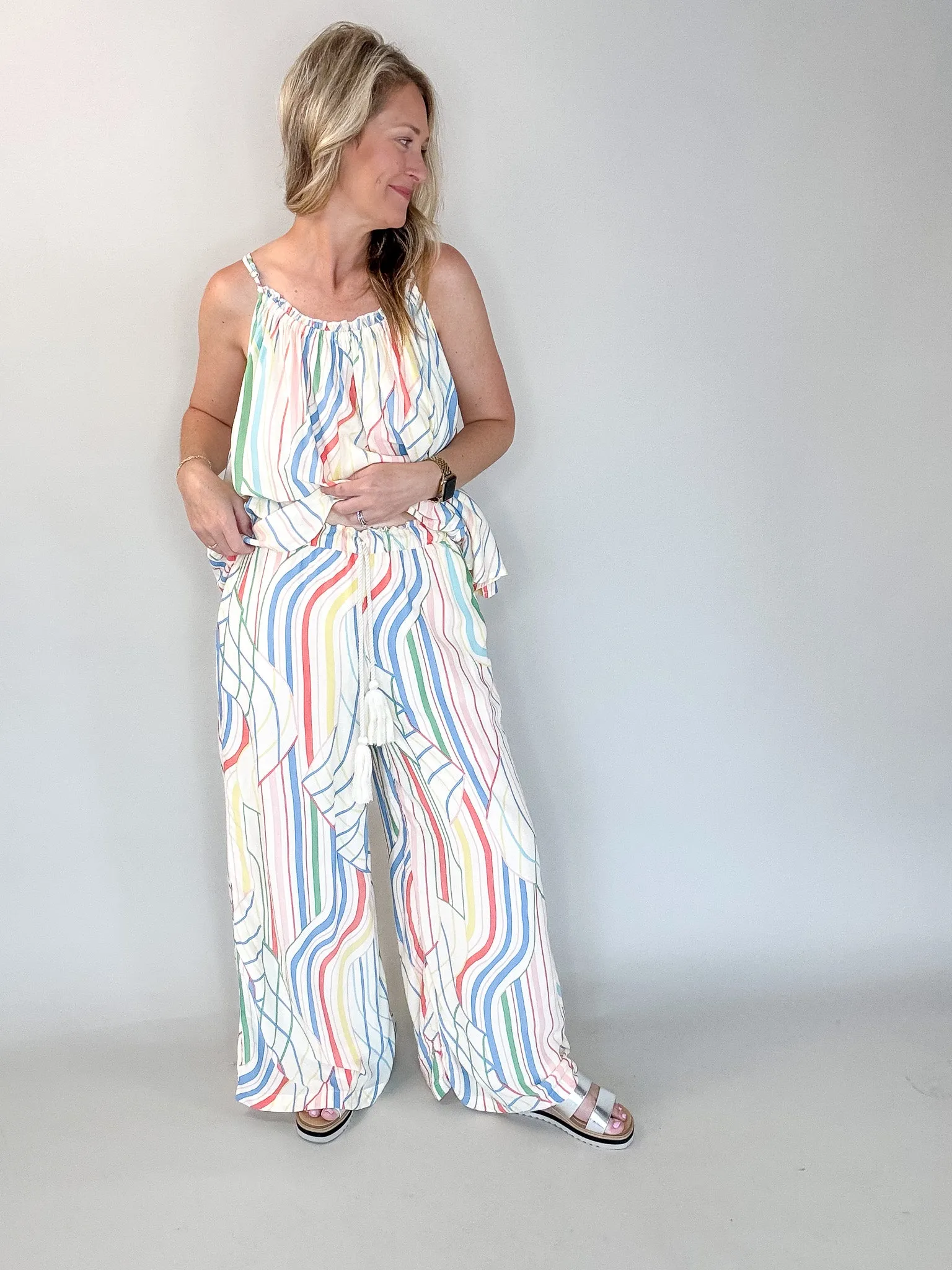 Santa Barbara Multi Stripe Wide Leg Pant