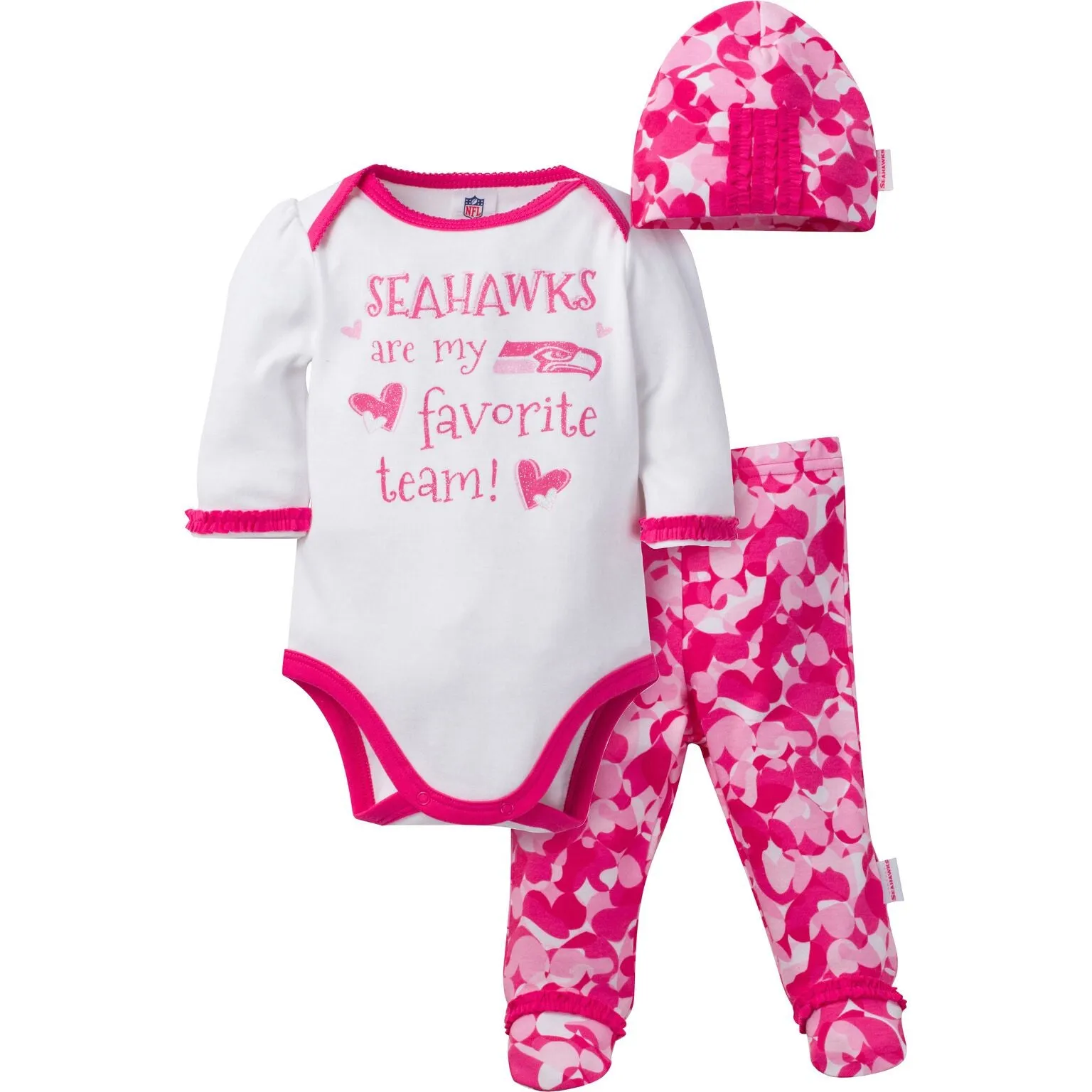 Seahawks Baby Girl 3 Piece Outfit