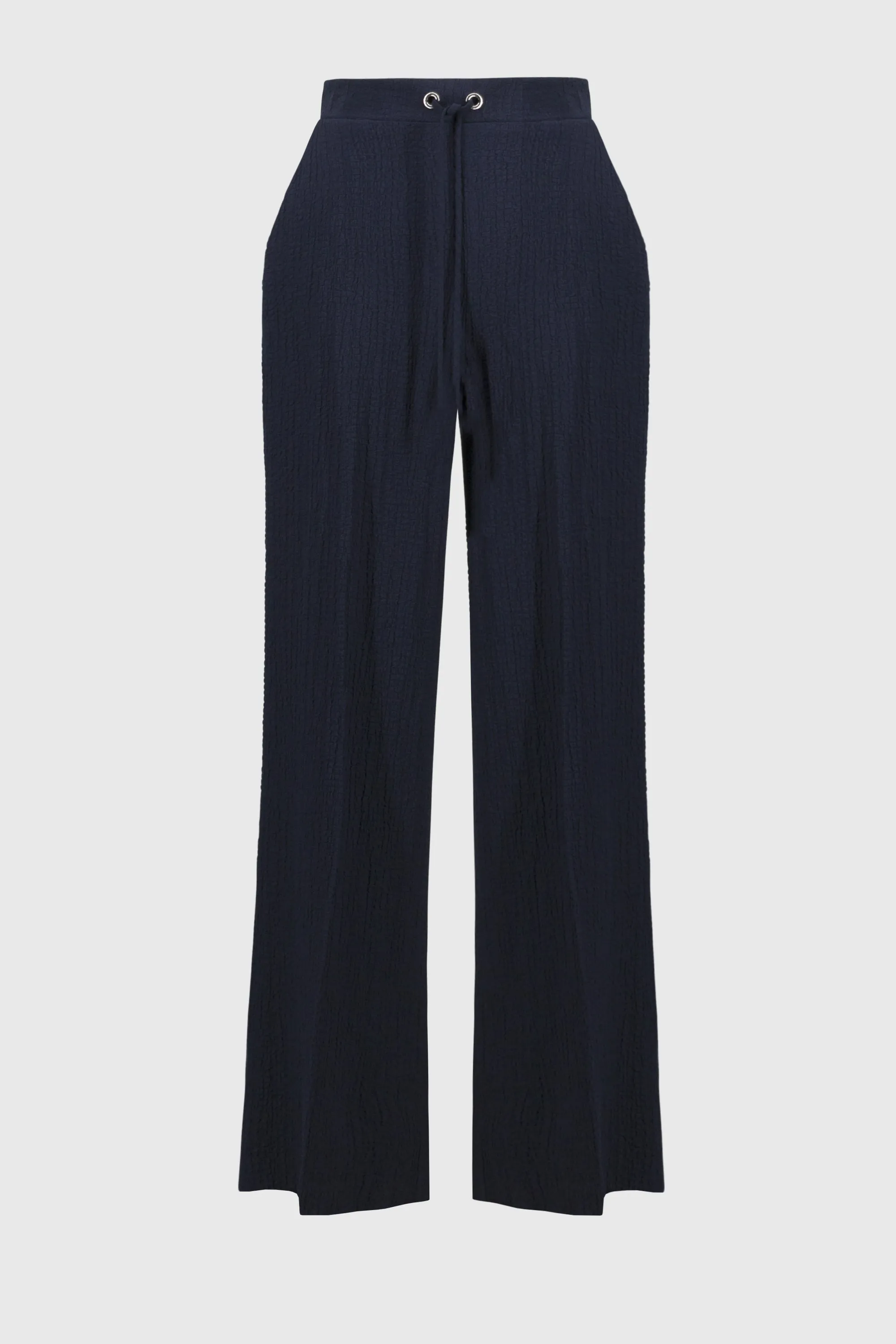 Seersucker Navy Pull On Wide Trousers <span>251293<span>