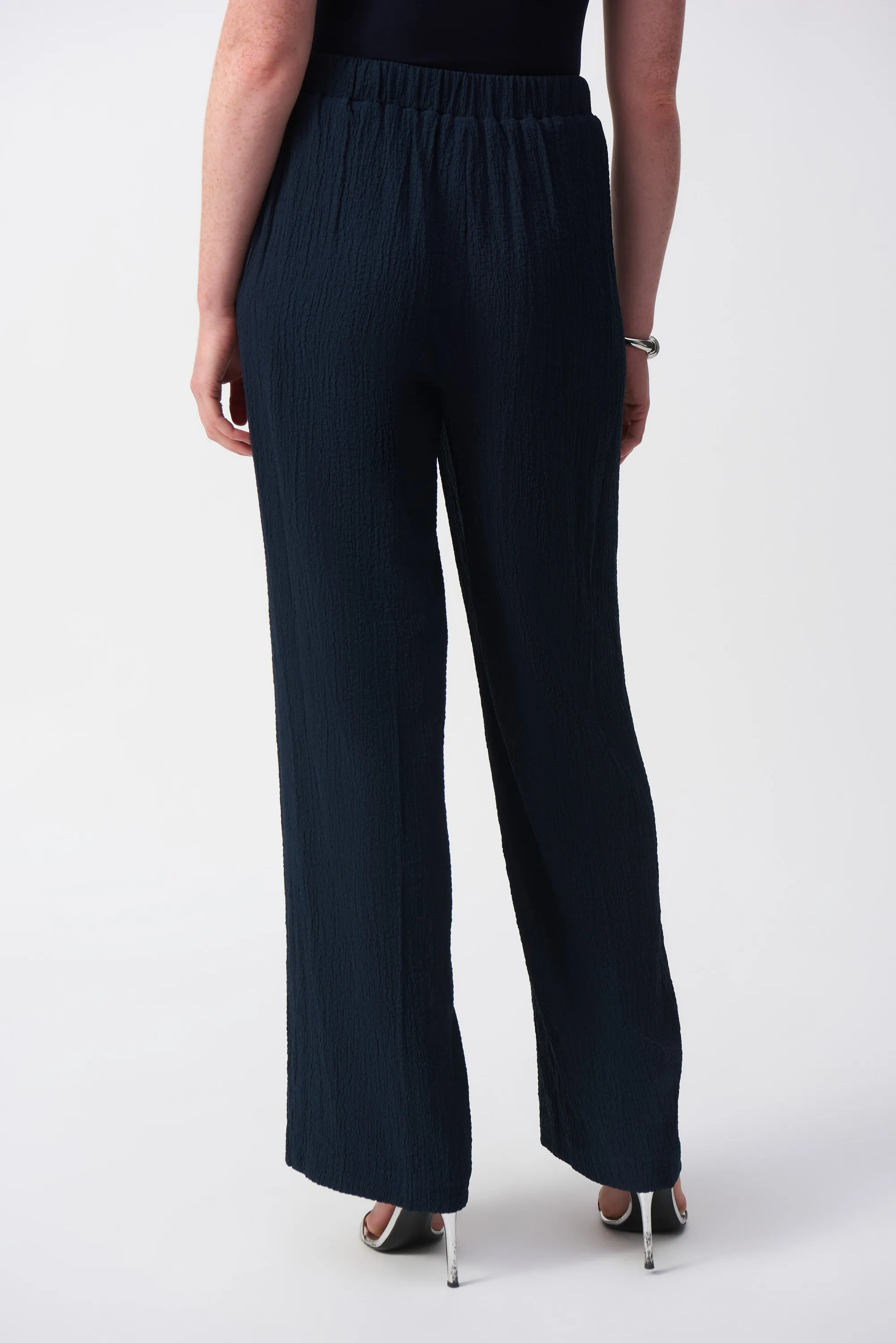 Seersucker Navy Pull On Wide Trousers <span>251293<span>