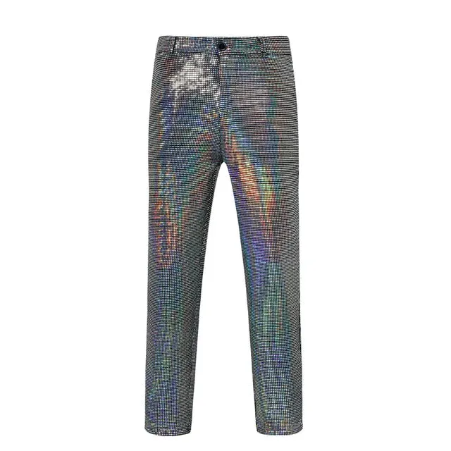 Shiny Sequin Straight Pants