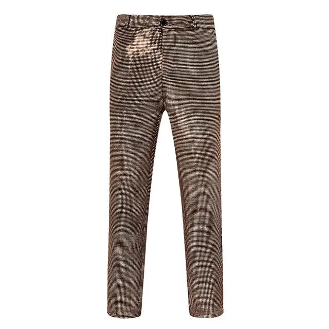 Shiny Sequin Straight Pants