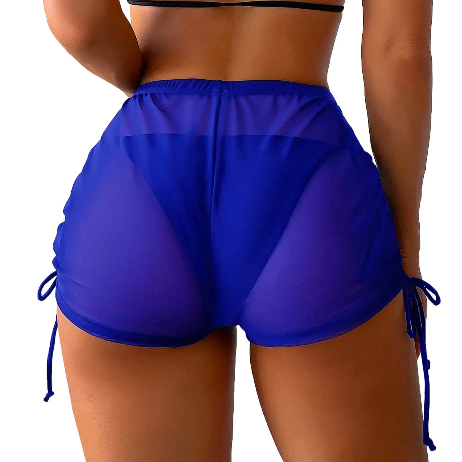 Side Drawstring Mesh Cover Up Shorts