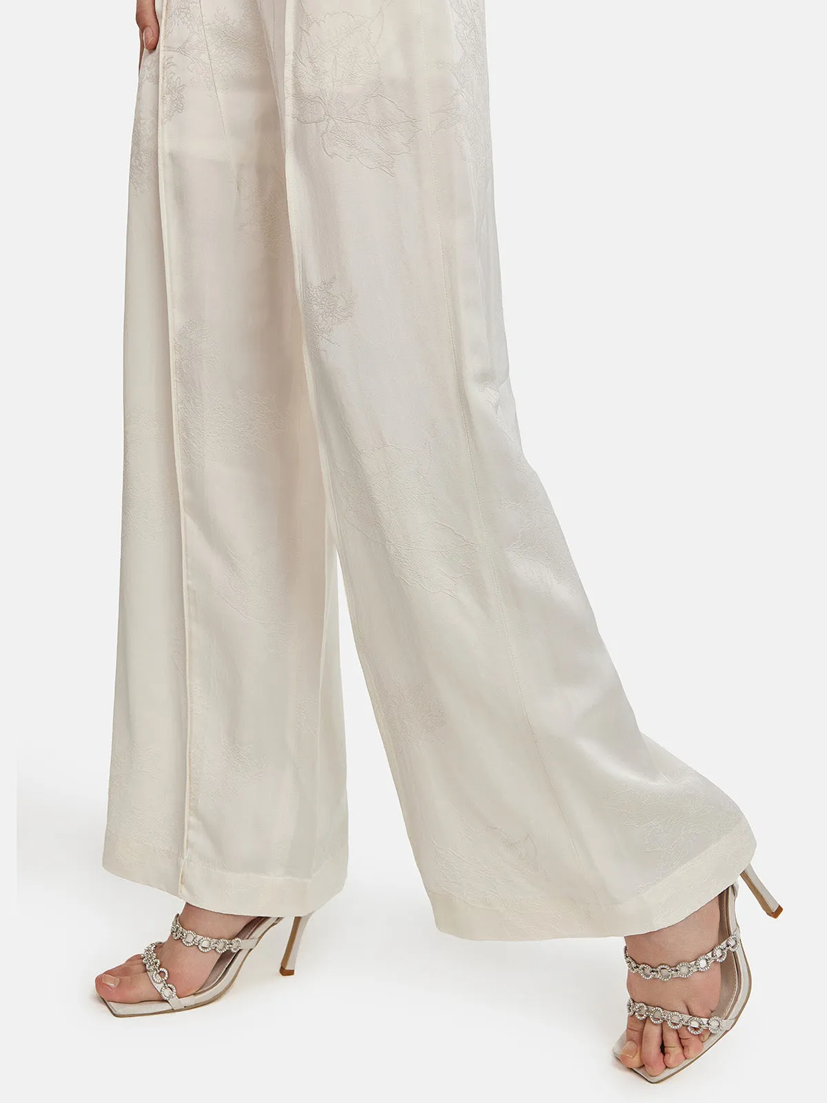 Silk Jacquard Satin Cargo Pants