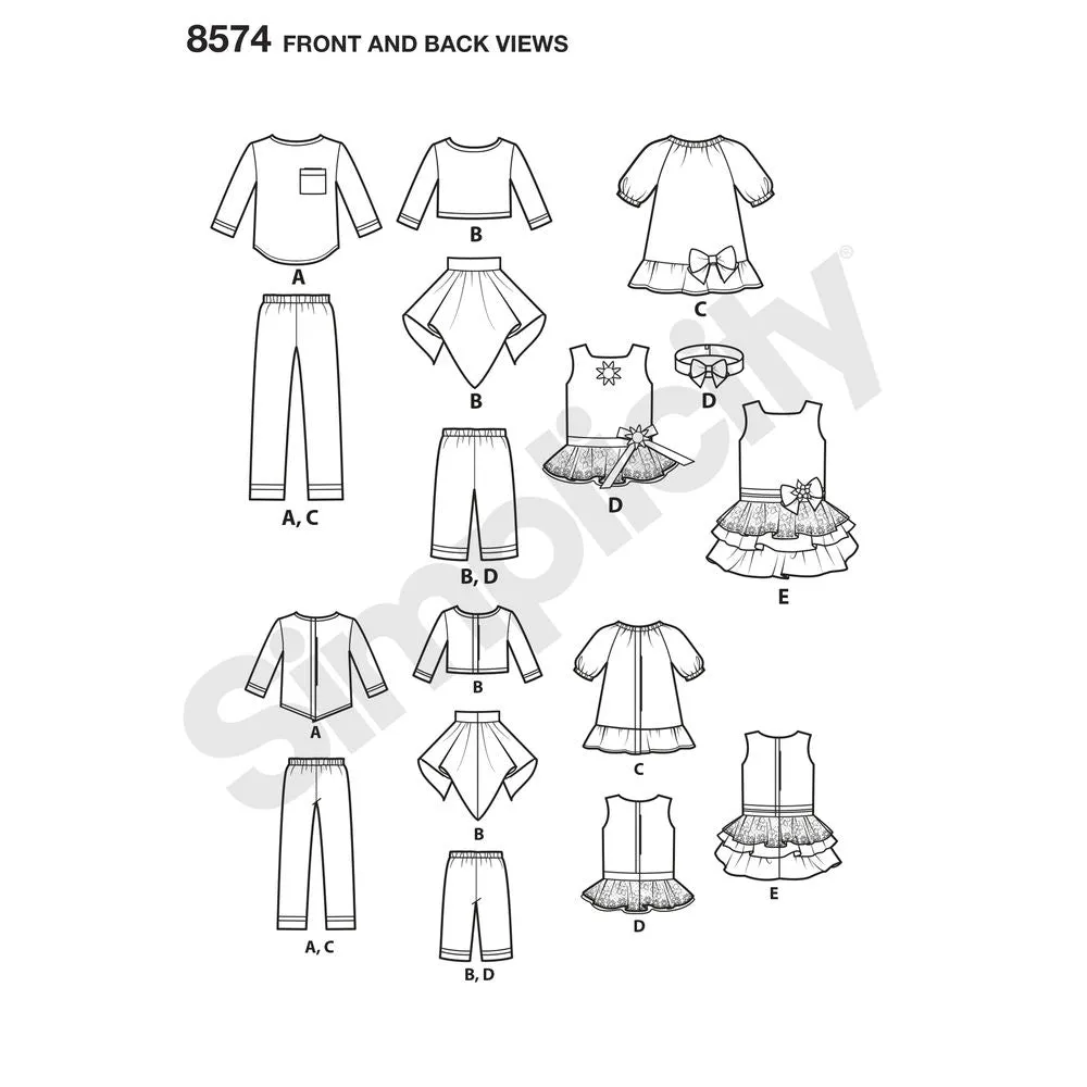 Simplicity Pattern S8574 14" Doll Clothes