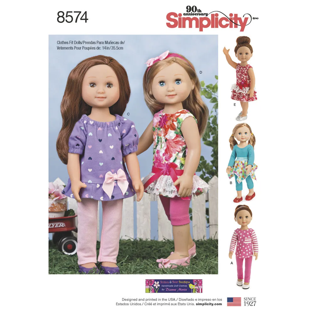 Simplicity Pattern S8574 14" Doll Clothes