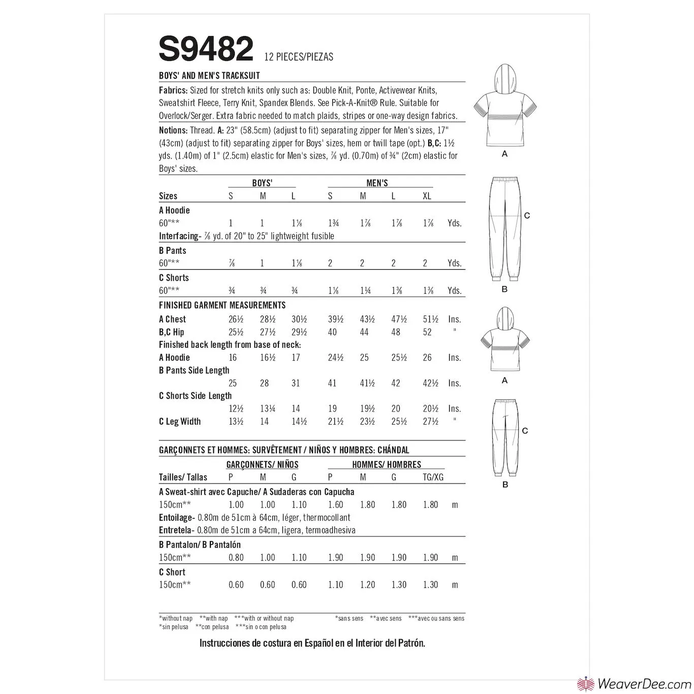 Simplicity Pattern S9482 Boys' & Men's Tracksuit