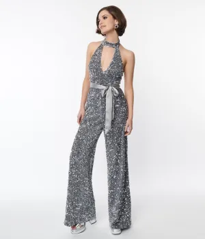 Smak Parlour Silver Sequin Glamour Goddess Jumpsuit