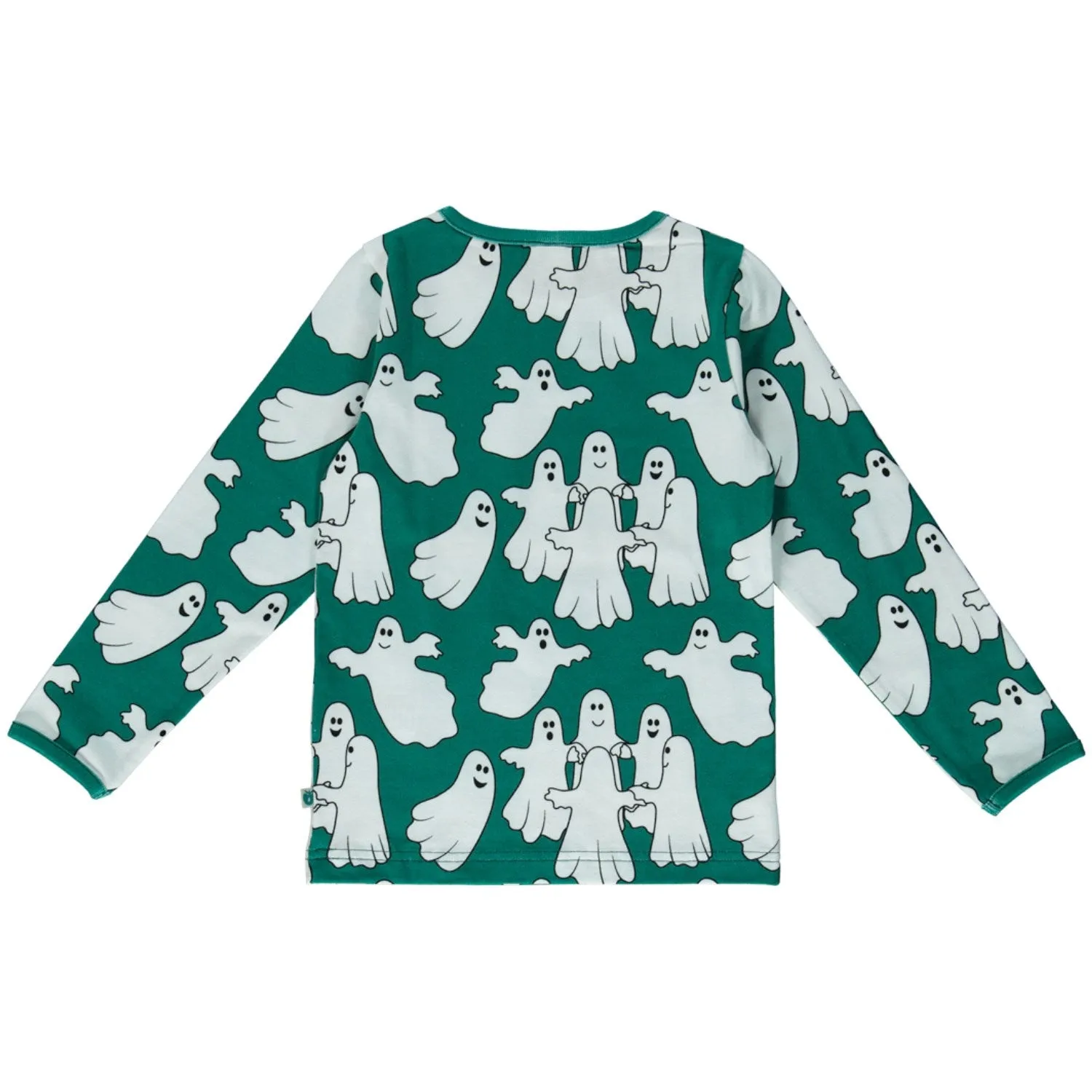 Småfolk Petroleum Green Long Sleeve Blouse With Ghosts